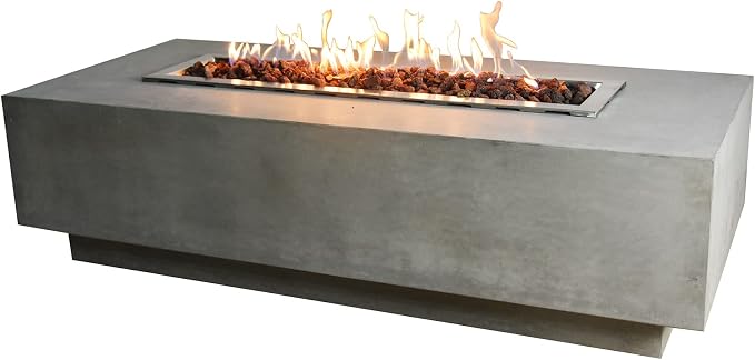 Elementi Granville 60 in Rectangular Concrete Propane Fire Pit Table + 42 in - Image 2