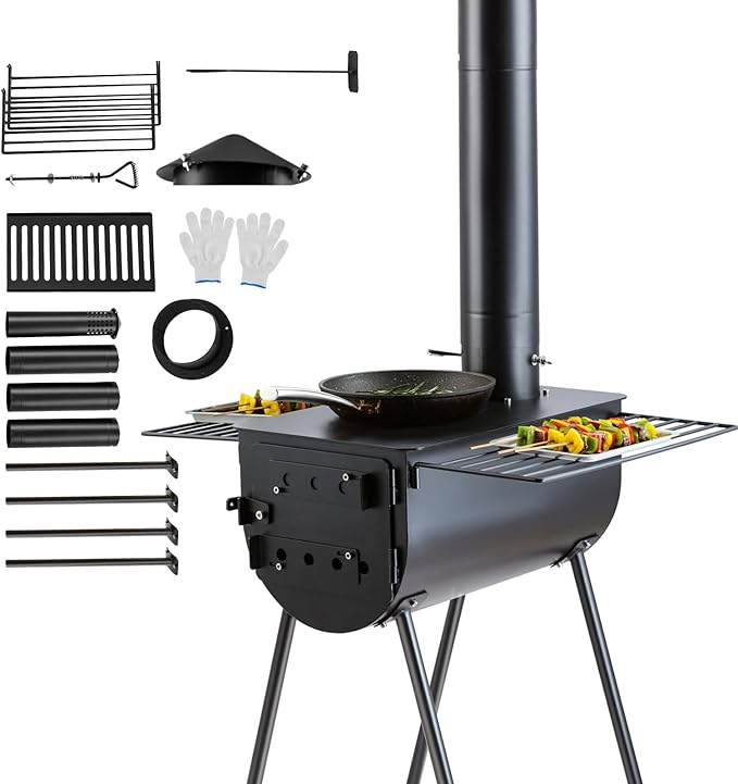 VEVOR 118" Camping Wood Stove, Portable Alloy Steel Tent Stove by VEVOR