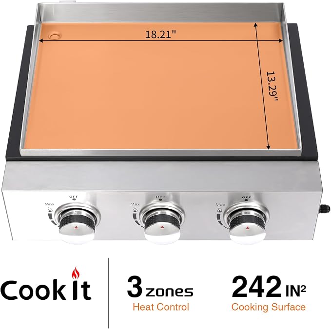 3-Burner Portable Tabletop Gas Griddle Grill - Image 3
