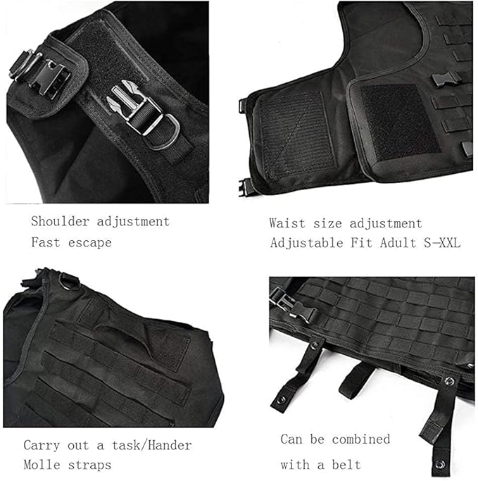 BOMTURN Tactical Airsoft Vest Upgrade Adjustable Modular Paintball Vest Outdoor - Image 4