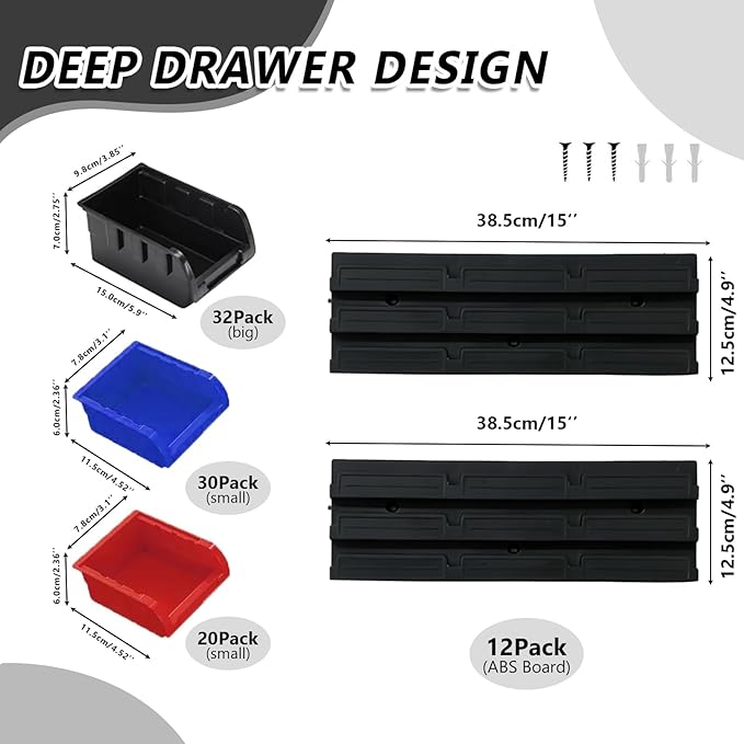 94 Pcs Wall Mounted Storage Bins, Garage Organizer System - Image 3