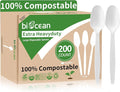 Extra Heavyduty Compostable Spoons Disposable Cutlery No Plastic Spoons Large by Biocean