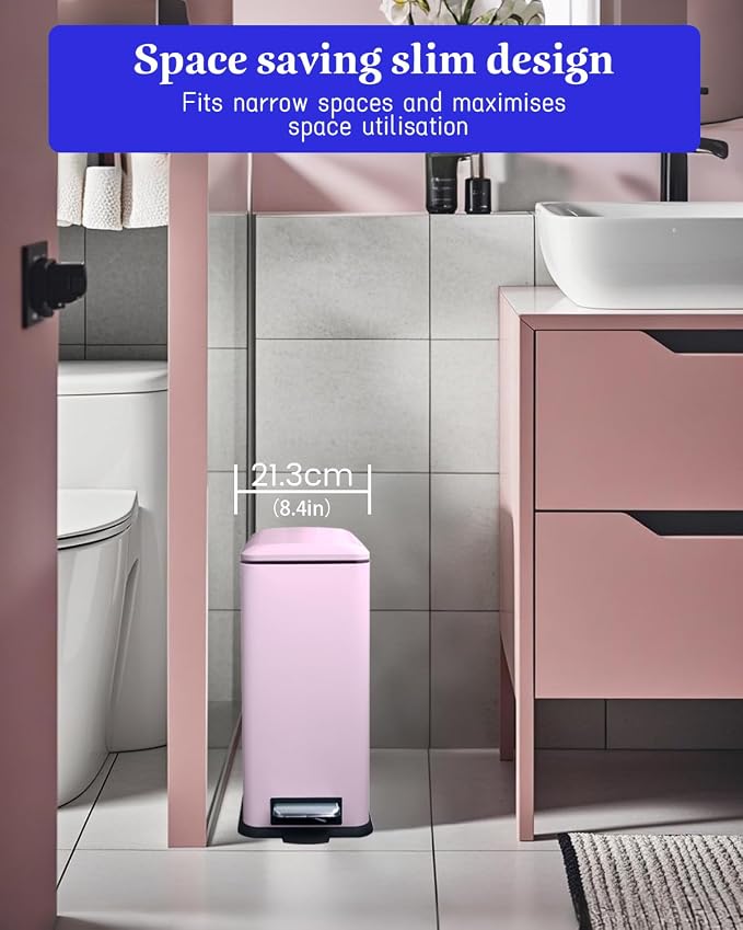 Bathroom Trash Can with Lid, 16.7L/ 4.4 Gallon Trash Can with Removable Inner - Image 2