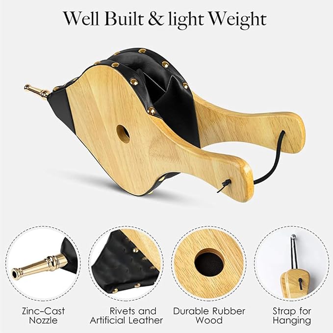 Fireplace Bellows Indoor 17"x 7.5" Large Wood Fire Blower - Image 3