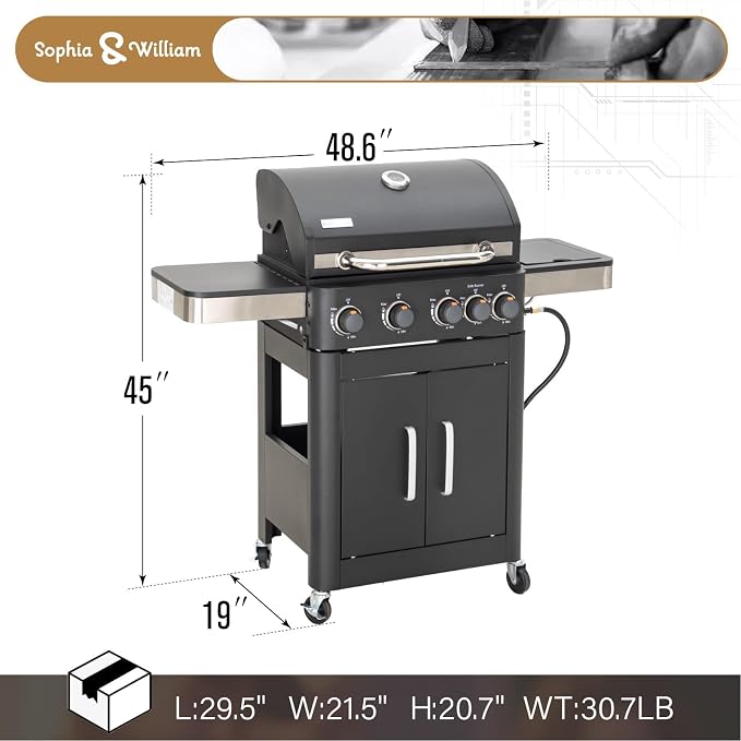 Sophia & William 4-Burner Gas BBQ Grill - Image 7