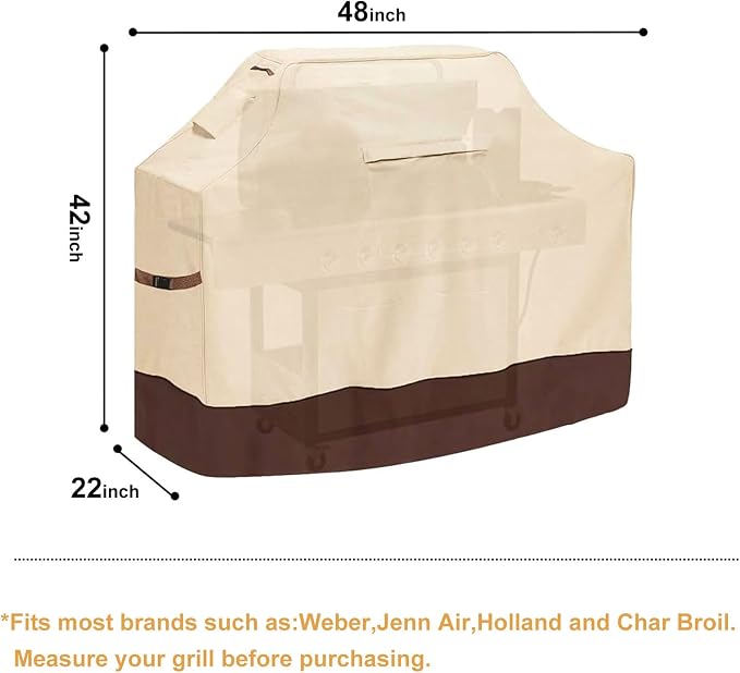 Vailge Grill Cover, 48-inch Waterproof BBQ Cover, 600D Heavy Duty Gas Grill - Image 2
