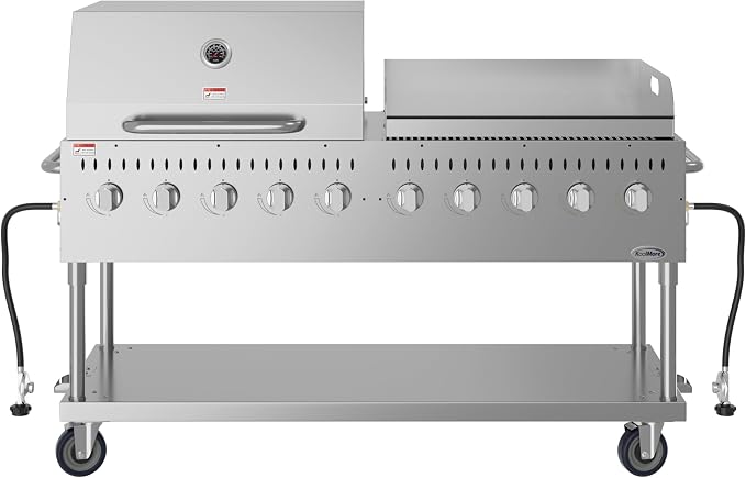 72 in. 10-Burner Commercial Outdoor Propane Gas Grill by KoolMore