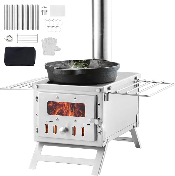 VEVOR Camping Wood Stove Stainless Steel Camping Tent Stove, Portable Wood by VEVOR