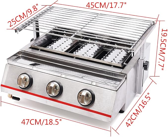 3-Burner Portable Gas Grill, Stainless Steel BBQ Gas Grill - Image 2