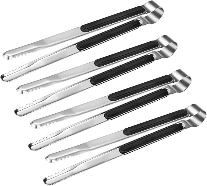 BBQ Tongs 4 Pack, 12 Inch Stainless Steel with Non-Slip Grip