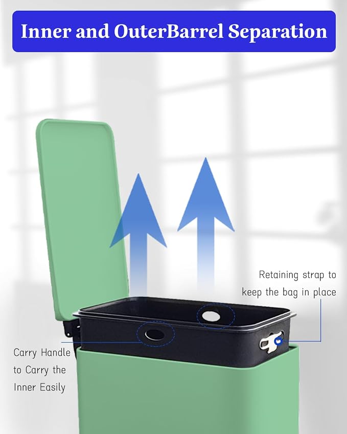Rubbish Bin with Lid, 10 L, Stainless Steel Bathroom Waste Bin, Small Waste Bin - Image 5