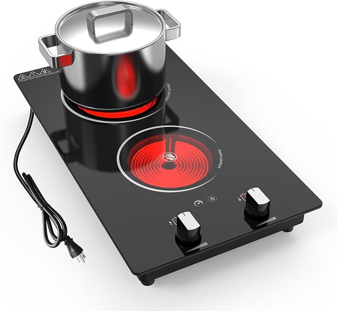 2 Burner Electric Cooktop, 2100W Electric Stove Top Hot Plate, 12 inch by Nafewin