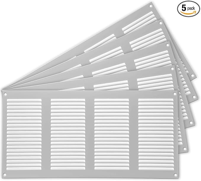 Repa Market 5-Pack Air Vent Cover 16x8 Inch White Galvanized Steel Louvered by RepaMarket