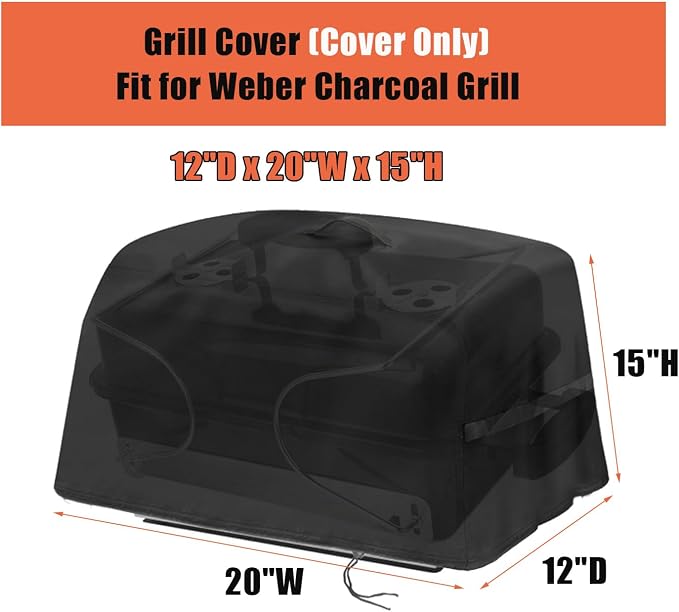 Grill Cover Fit for Weber Go-Anywhere Charcoal Grill, Waterproof Portable - Image 2