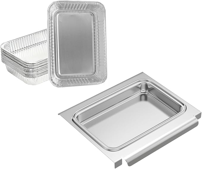 67047 Oil Catch Pan with 6415 15-Pack Aluminum Pan Liners by BMMXBI