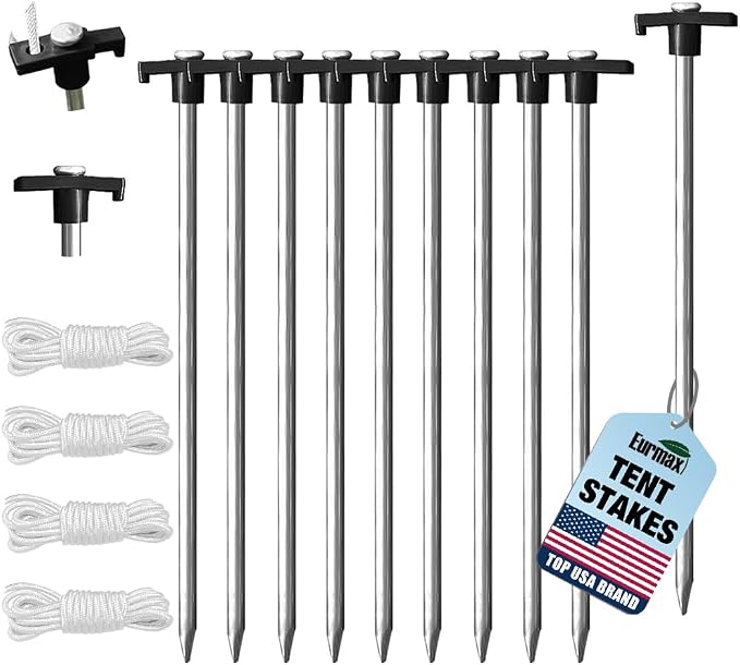 Eurmax USA Galvanized Non-Rust Camping Family Tent Pop Up Tent Stakes Canopy by Eurmax