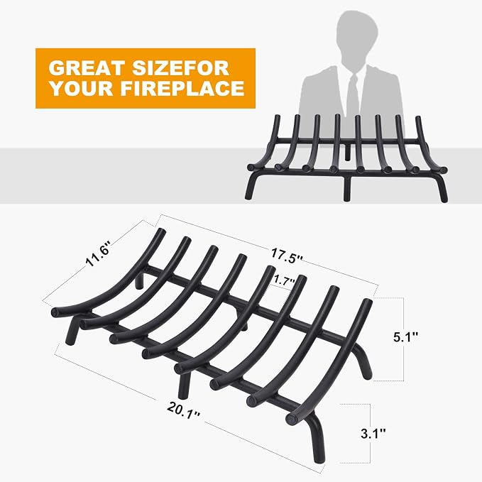 Fire Pit Grate - Fireplace Grate 20 Inch Heavy Duty Firewood Stove Log Holder - Image 5