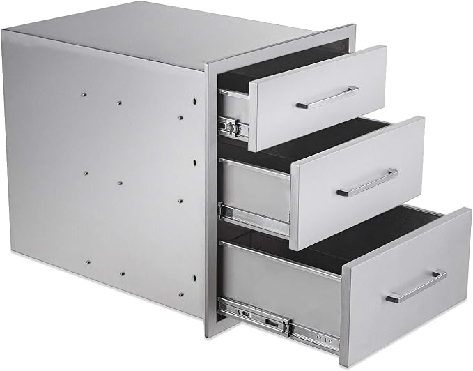 Outdoor Kitchen Drawers Stainless Steel 3-Drawer BBQ Drawer 18" W x 21" H x 23" - Image 5