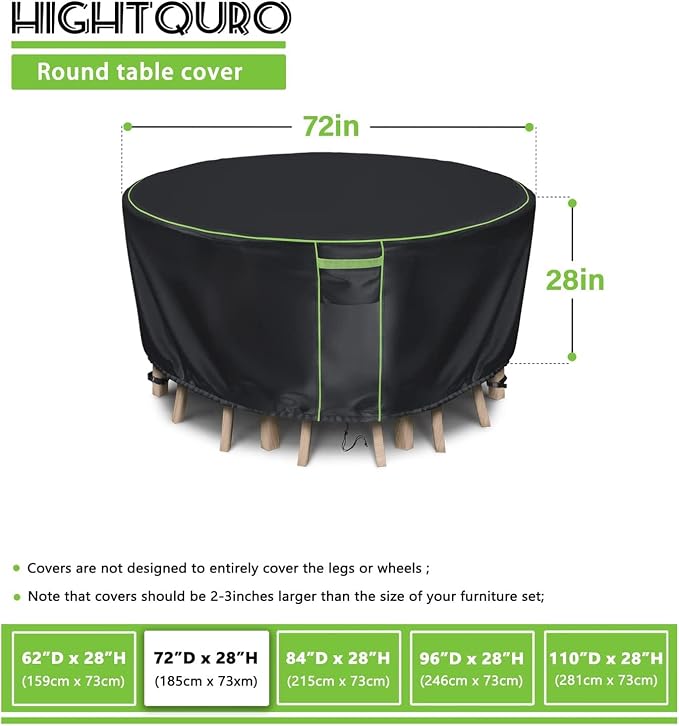 Round Patio Table Cover for Outdoor Table Chairs Set, 600D Outdoor Furniture - Image 9