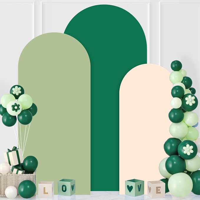MODFUNS Set of 3 Arch Backdrop Cover 6&6.6&7.2ft Spandex Arch Cover Dark Green by MODFUNS