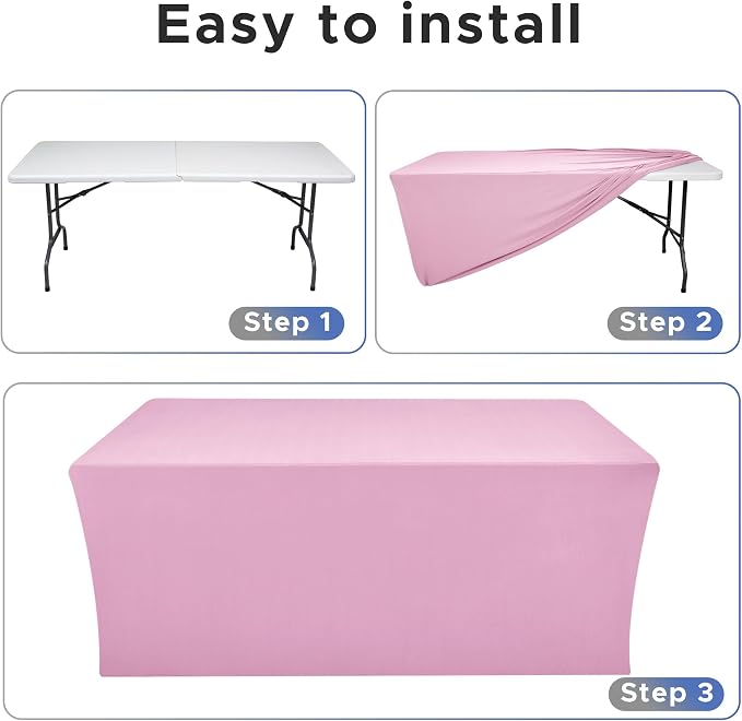 Nasitos Pink Rectangular Spandex Fitted Tablecloths, 2 Pack - Image 4