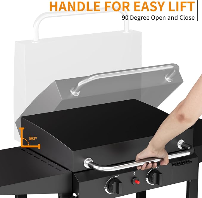 2 Burner BBQ Gas Griddle with Hood, 17.3 Inch Stainless Steel Portable - Image 5