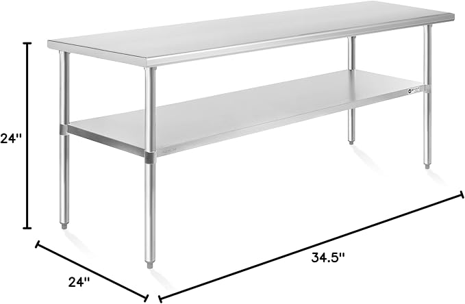 KUTLER Stainless Steel Table 24 x 72 Inches, NSF Heavy Duty Commercial Kitchen - Image 2