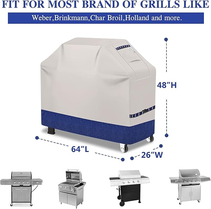 Grill Cover 600D Heavy Duty, Universal Fit Waterproof BBQ Grill Protector - Image 2