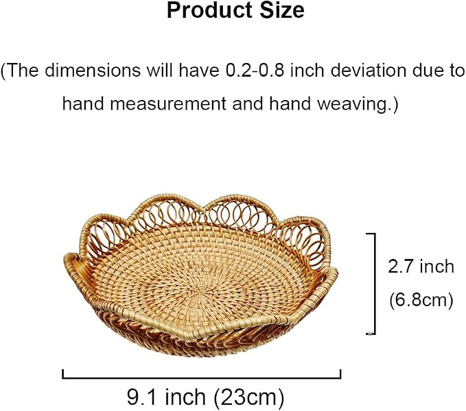 RT&BS Rattan Fruit Baskets for Serving, Handwoven Bread Basket, Christmas Food - Image 2