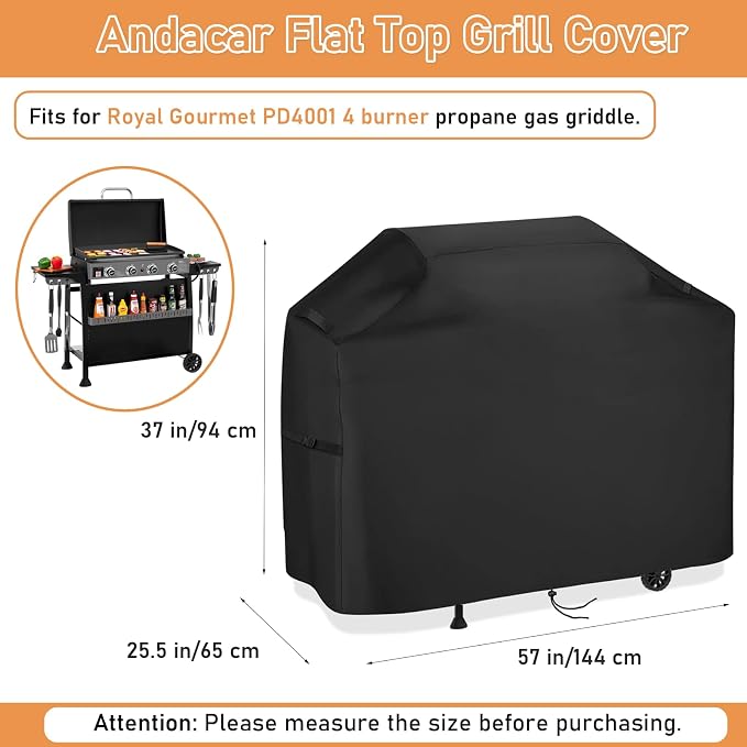 Flat Top Grill Cover for Royal Gourmet PD4001 4 Burner Propane Gas Griddle - Image 2