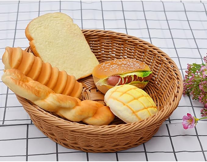RT&BS 2pcs Round Wicker Bread Basket, Christmas Food Baskets, Eco-Friendly - Image 3