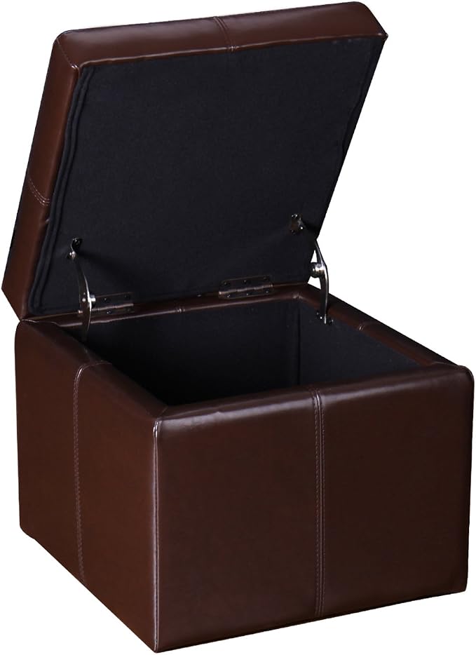 Homebeez Faux Leather Storage Ottoman Square Footrest Stool Cube Bench Ottoman - Image 6