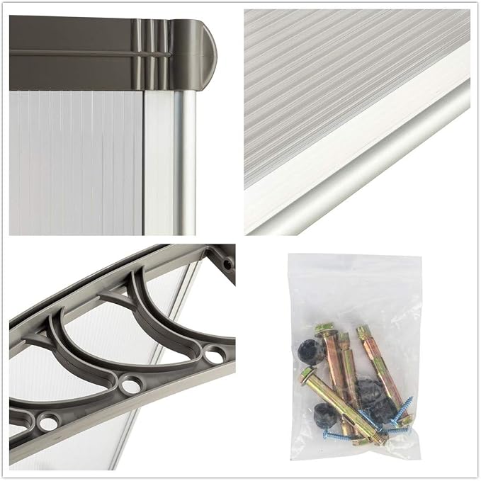 Simply-Me 40" x 40" Door Window Awning Polycarbonate Cover Front Door Outdoor - Image 5
