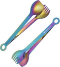Tongs - 6-Inch Rainbow Stainless Steel Fork and Spoon Style