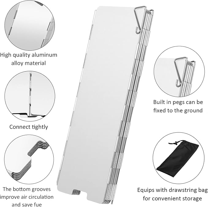 Uning Camp Stove Windscreen, 10 Plates Lightweight Folding Outdoor Picnic - Image 3