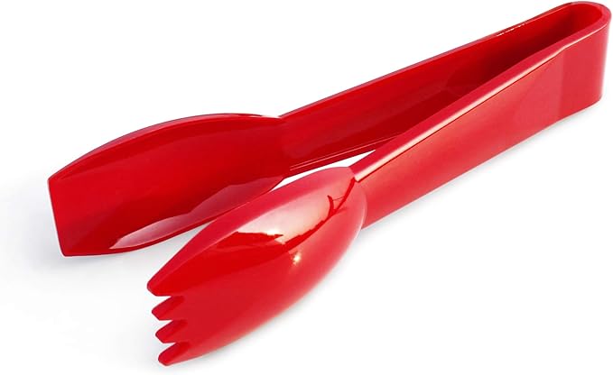 Serving Tongs, Red Food-Safe Polycarbonate, 6 x 6 Inch
