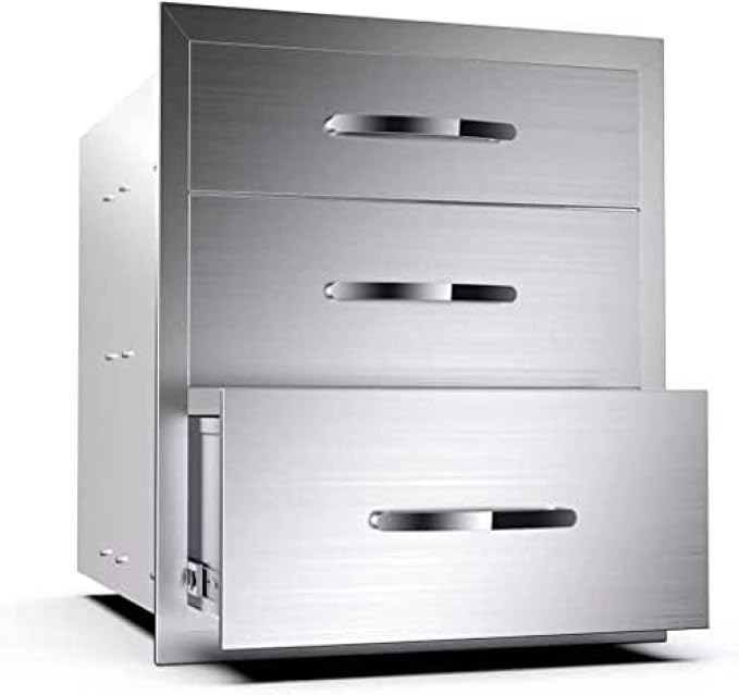 Stainless Steel Outdoor Kitchen 3-Drawer BBQ Drawer by OLIPIC