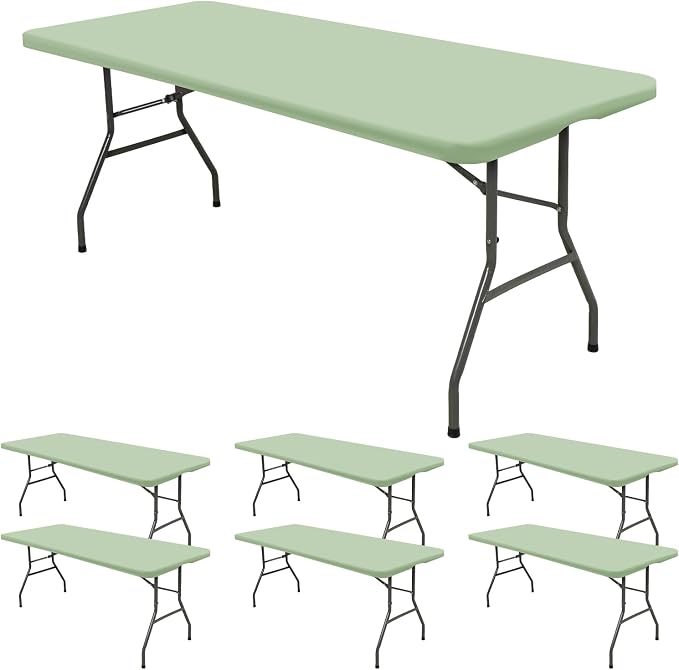 6 Pack Stretch Fabric Table Top Cap Cover, fits 6' Tables, Spandex Table Covers by REWOMC