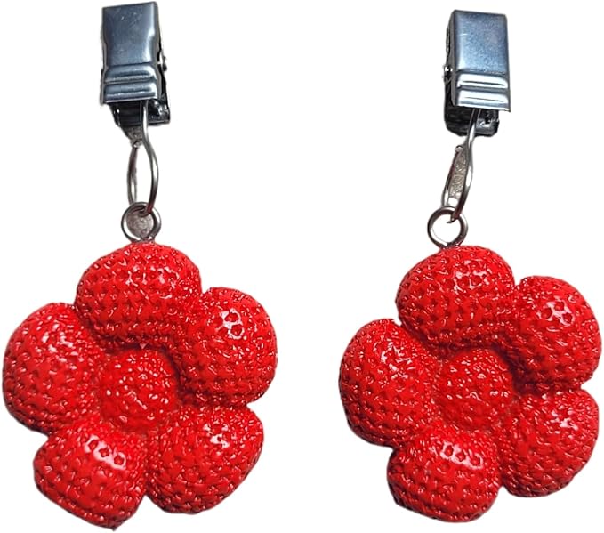TwoFish Home Set of 4 Red Flower Resin Tablecloth Weights Clips Red Flower - Image 4