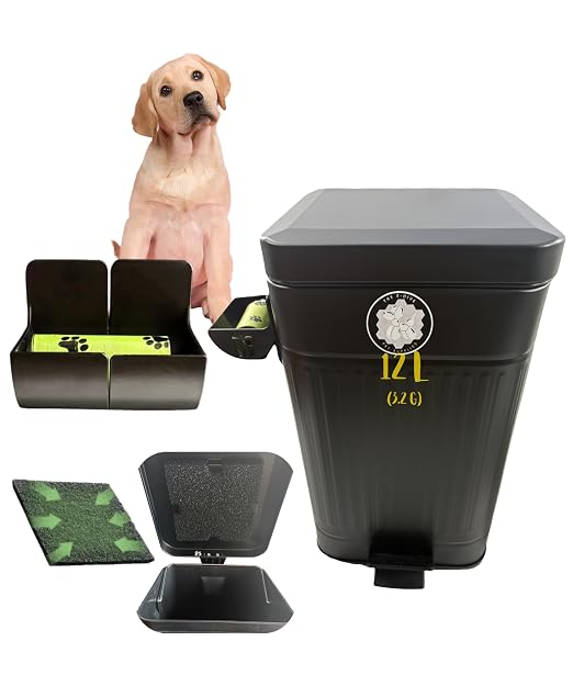 Dog Poop Trash Can Outdoor Activated Carbon Filter Odor Control, 3.2 Gallon by TheE-HivePetSupplies