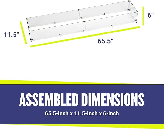 65.5" X 11.5" X 6” Linear Glass Flame Guard - Image 4
