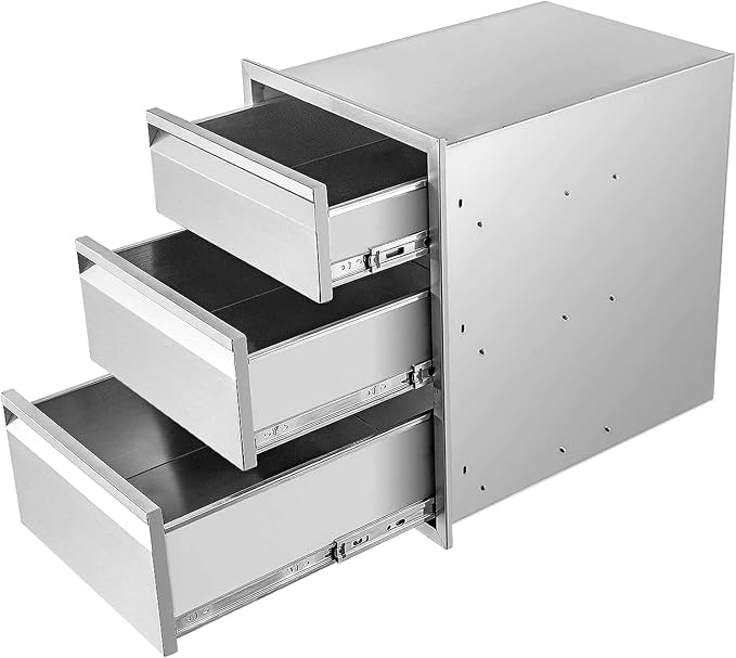 Outdoor Kitchen Drawers 14" W x 21" H x 23" D Triple BBQ Drawers Stainless - Image 3