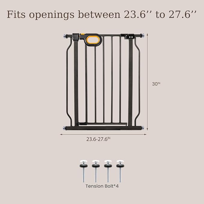 owlie Small Narrow Baby Gate for Stairs Doorways Hallways 23.6-27.6 Inch Wide - Image 3