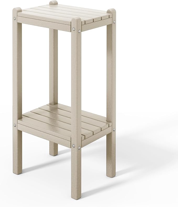 Costaelm Paradise 36"" Outdoor Adirondack HDPE 2-Tier Patio Side Table by Costaelm