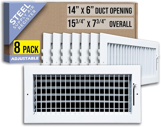 Fits 14x6 Duct Opening Steel Adjustable Air Supply Grille by Handua | Register by Handua