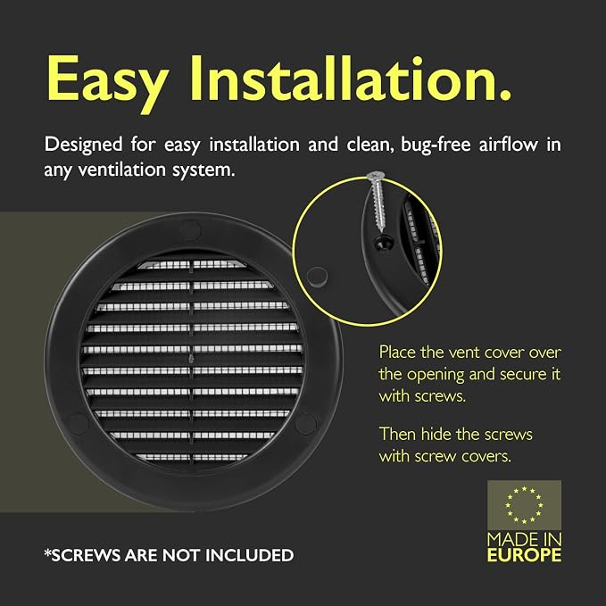4 Inch Black Air Vent Cover – Pack of 10 – Plastic Round Air Vent Grill Cover - Image 3