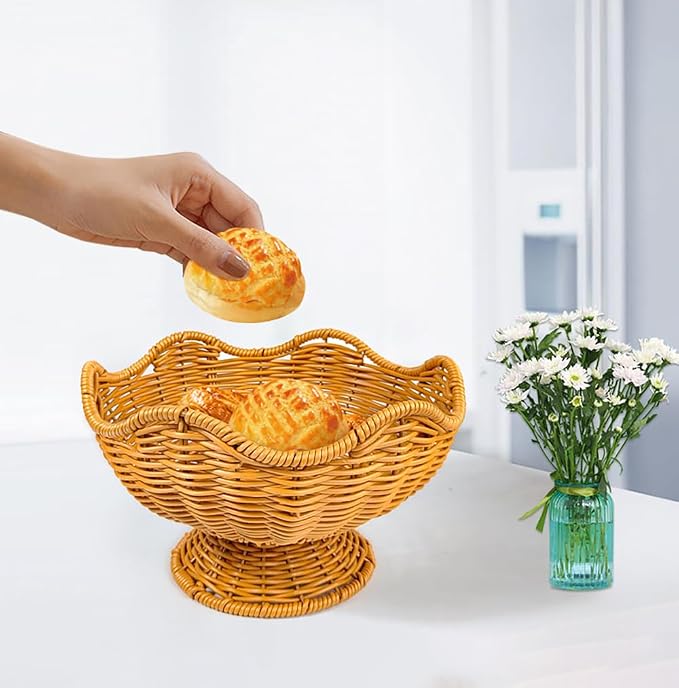 RT&BS Round Woven Fruit Basket for Counter, Christmas Food Bowl, Eco-Friendly - Image 3