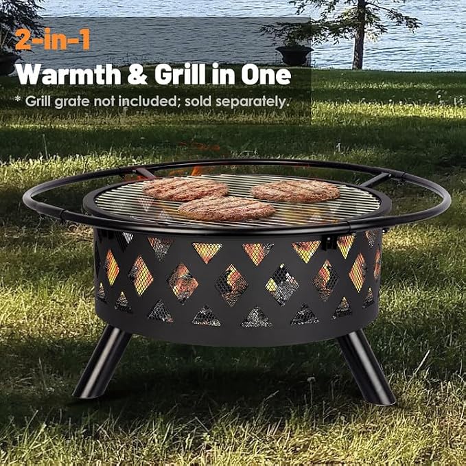 Red Mountain Valley 30'' Outdoor Wood Burning Fire Pit, 2-in-1 Large Round Fire - Image 4