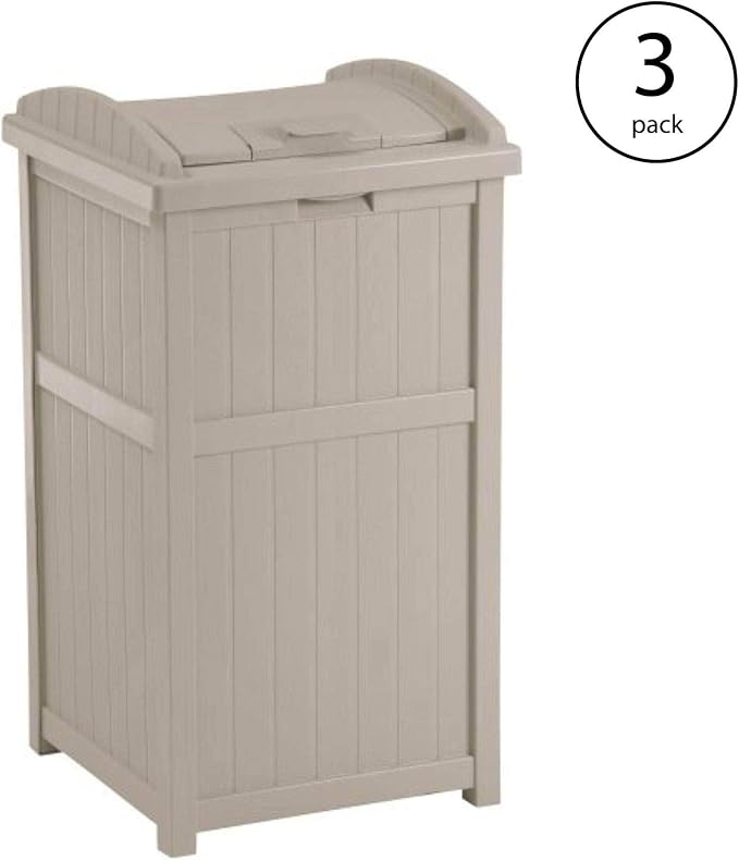 Suncast 3 Pack 15.75" x 16" x 31.6" Trash Hideaway 33 Gallon Resin Outdoor - Image 2