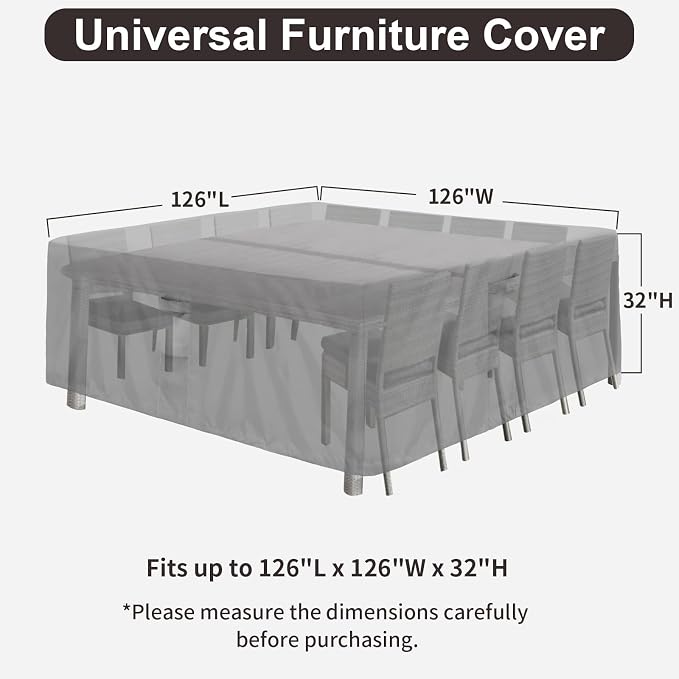 PureFit Patio Furniture Covers, Outdoor Table Furniture Cover Waterproof - Image 2